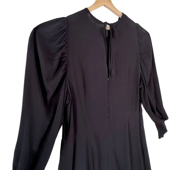 next Black Long Puff Ballon Sleeve Elastic Smocked Cuff Midi Dress Plus Size 14 - Picture 7 of 12